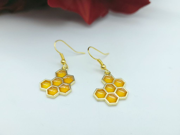 Bienen Waben Ohrringe goldfarben